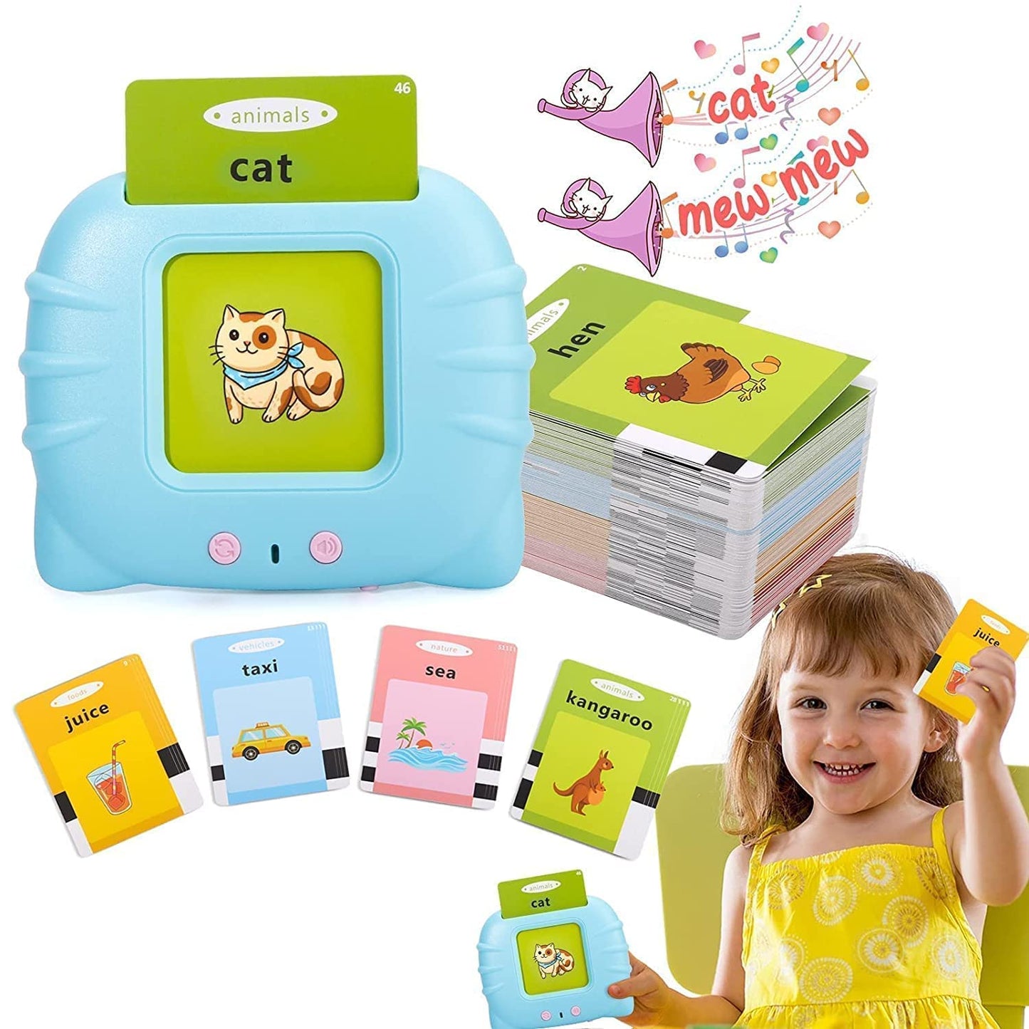 Audible Flashcards for Toddlers – Interactive Learning Toy for 3-5 Year Olds (112 Double-Sided Cards) - Don't Cry