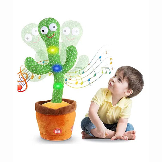 Talking Dancing Cactus Toy – Rechargeable Plush Toy with Music, Dance, and Voice Repeat Function for Kids 3+ Years - Don't Cry