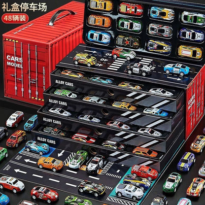 Diecast Mini Car Collection Container Pull Back Tin Car Alloy Racing Club Plastic Carry