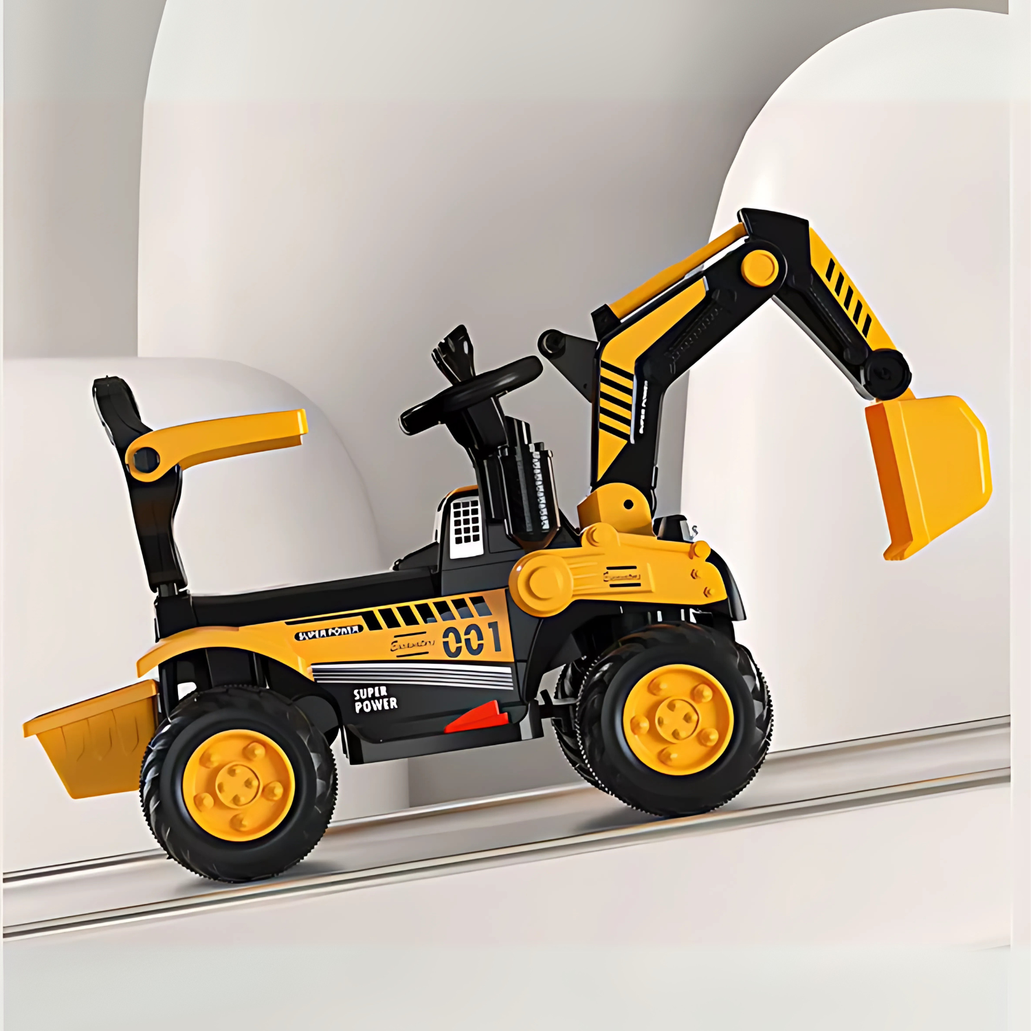 JCB Rider 2025 electric kids car in bright colors, perfect for independent play and motor skill development.
