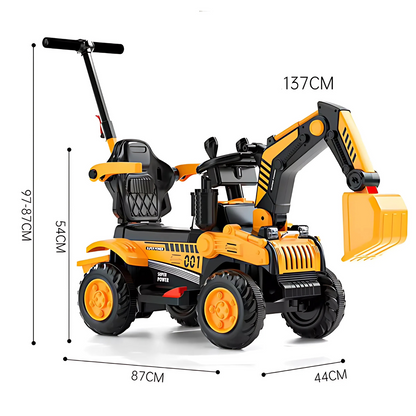 JCB Rider 2025 electric kids car in bright colors, perfect for independent play and motor skill development.
