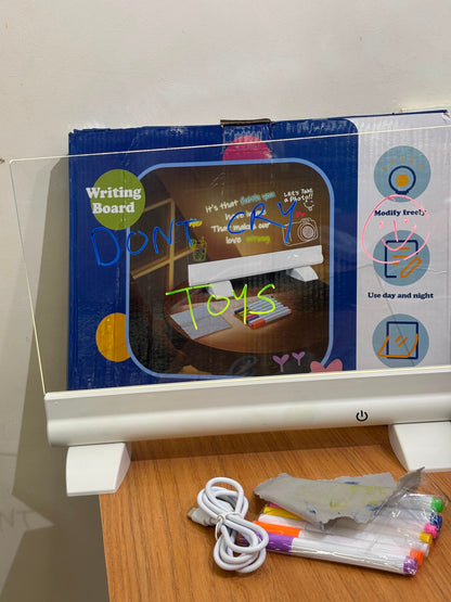 LED Writing Board for Kids & Home – Reusable Neon Message Slate with Color Pens