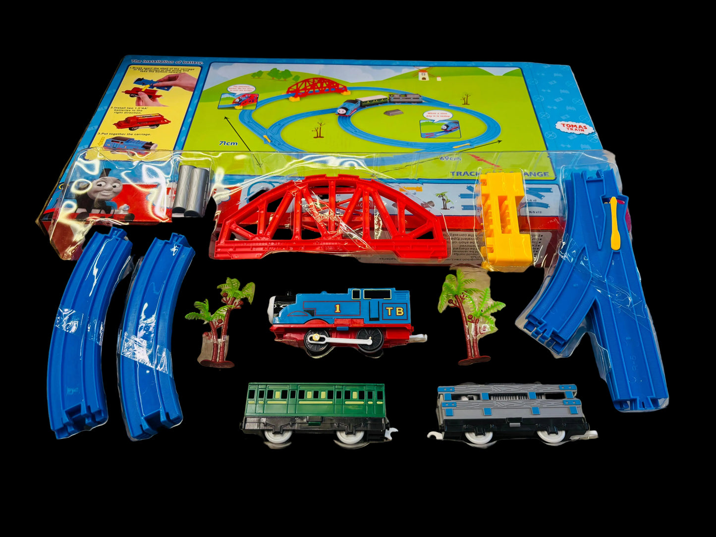 Electric Train Track Toy Set for Kids – Battery Operated Tomas Train with Track & Bridge
