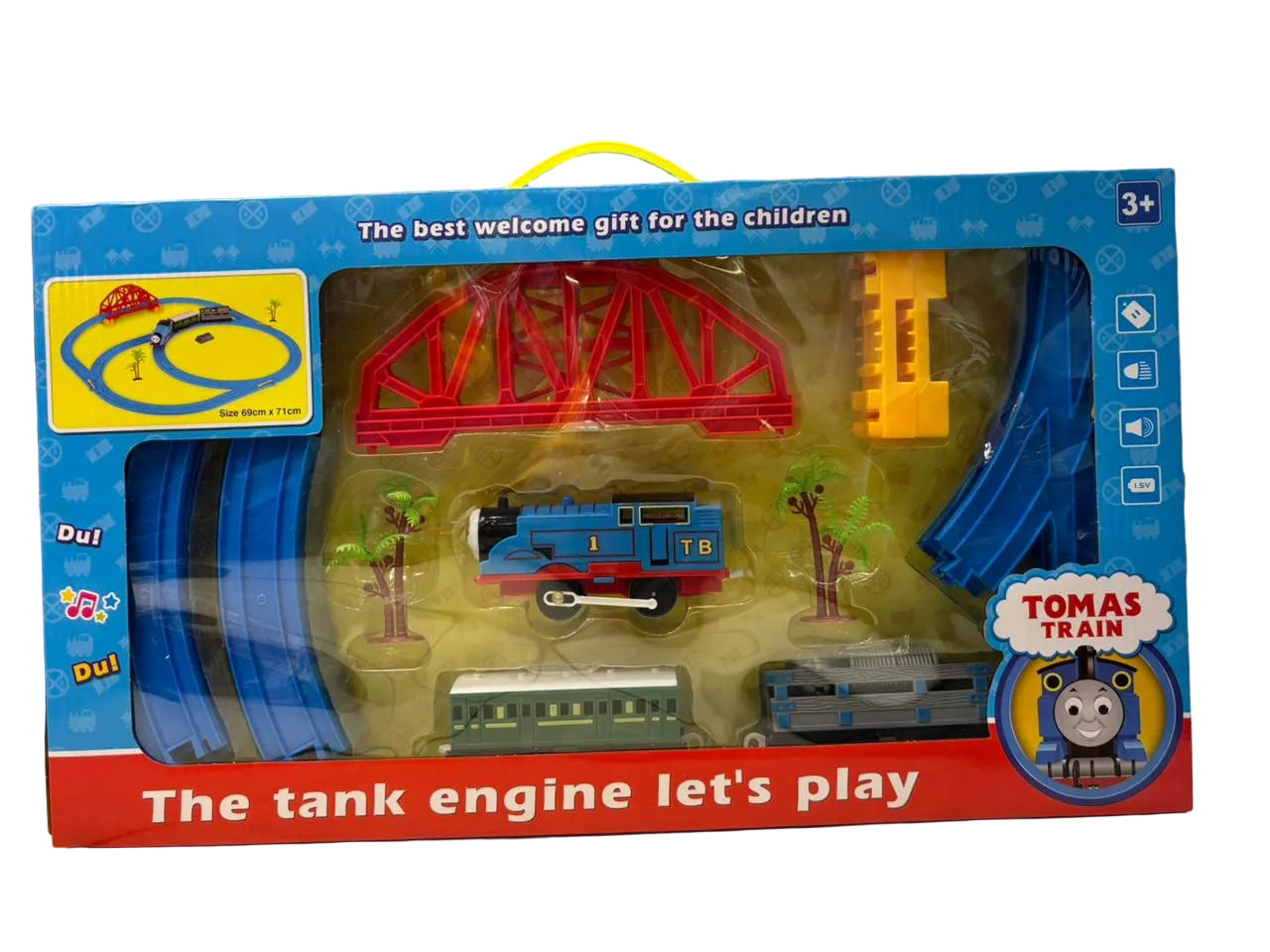 Electric Train Track Toy Set for Kids – Battery Operated Tomas Train with Track & Bridge