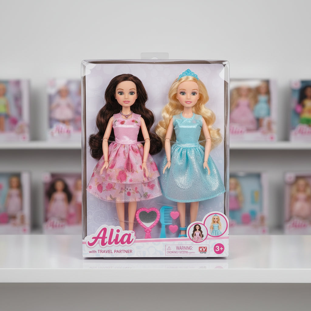 Alia Travel Partner Fashion Doll Set | 2 Princess Dolls with Beauty Accessories | Pretend Play Toy for Girls