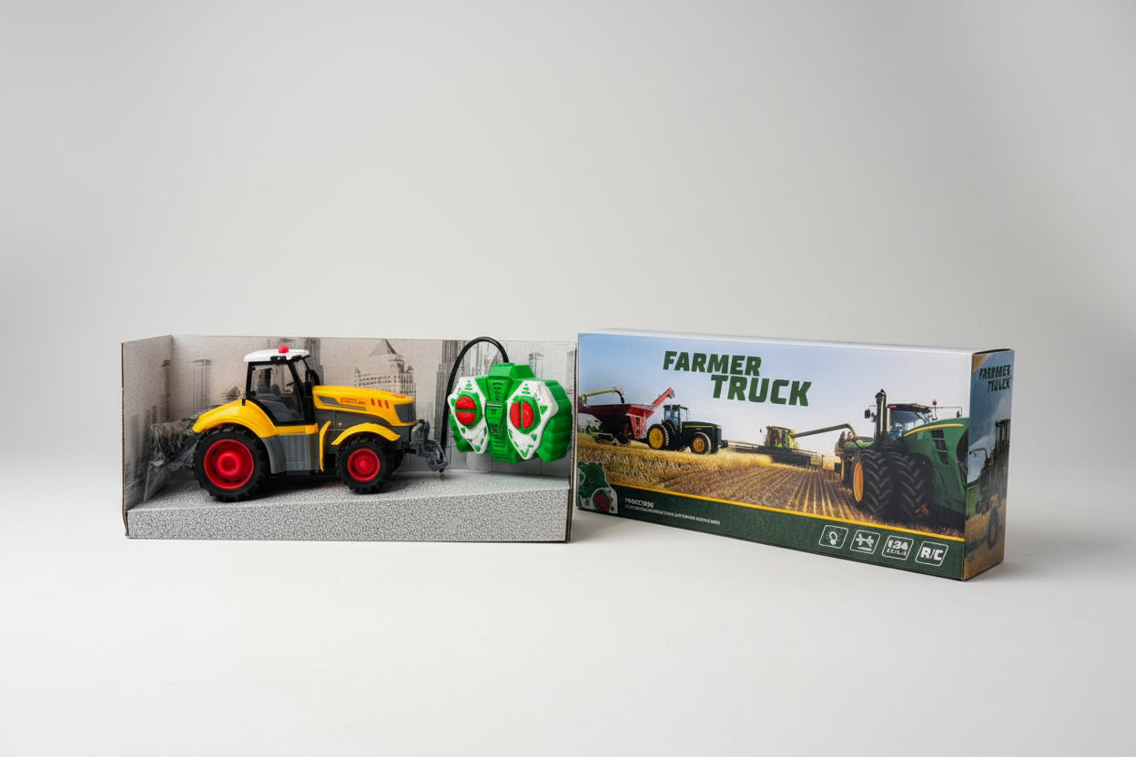 Remote Control Farmer Tractor Toy for Kids – RC Farming Truck with Lights & Steering Control