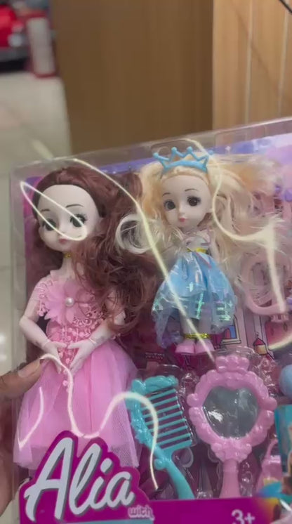 Alia Travel Partner Fashion Doll Set | 2 Princess Dolls with Beauty Accessories | Pretend Play Toy for Girls