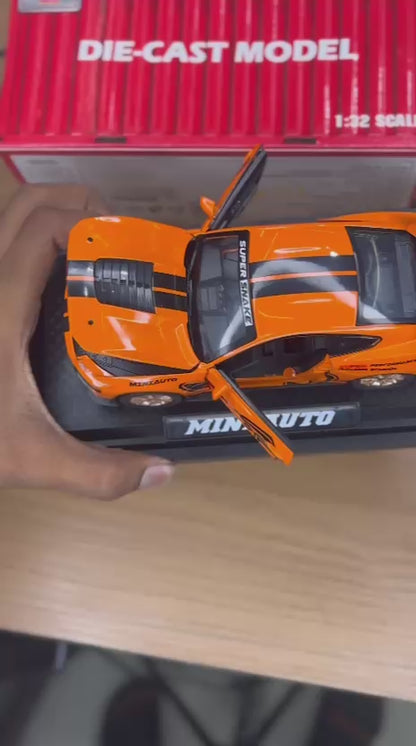 Die-Cast Sports Car Model – Metal Body with Light, Sound & Openable Doors