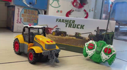 Remote Control Farmer Tractor Toy for Kids – RC Farming Truck with Lights & Steering Control