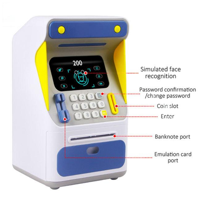 Face Recognition Password Piggy Bank Toys Money Saving Box Mini Atm Toy