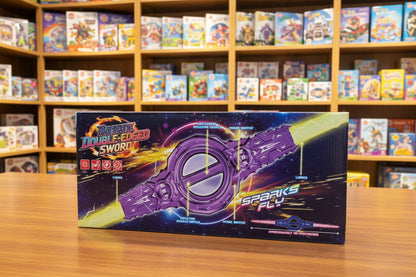 Light & Spark Rotating Double-Edged Sword Toy for Kids – Musical LED Action Sword
