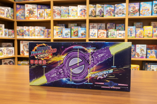 Light & Spark Rotating Double-Edged Sword Toy for Kids – Musical LED Action Sword