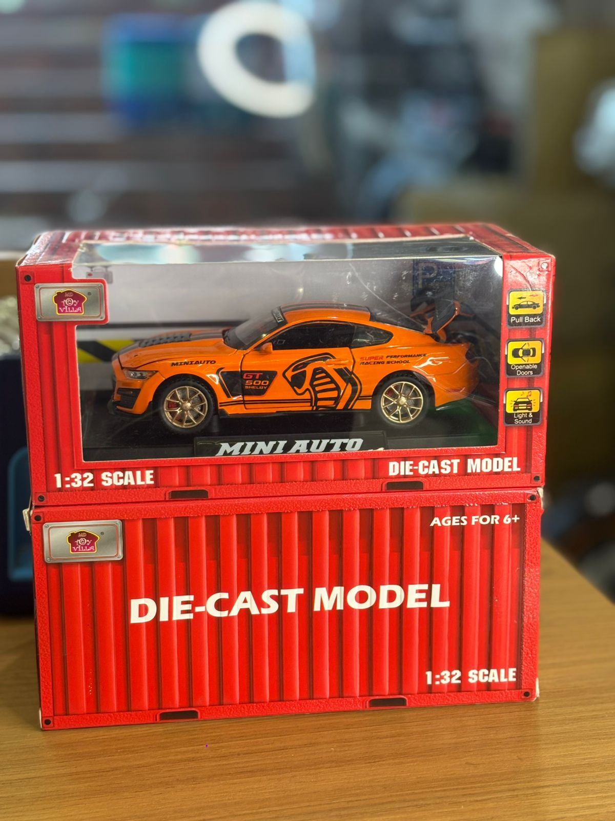 Die-Cast Sports Car Model – Metal Body with Light, Sound & Openable Doors