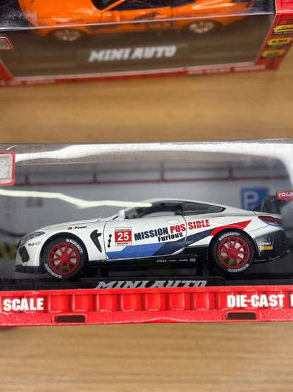 Die-Cast Sports Car Model – Metal Body with Light, Sound & Openable Doors