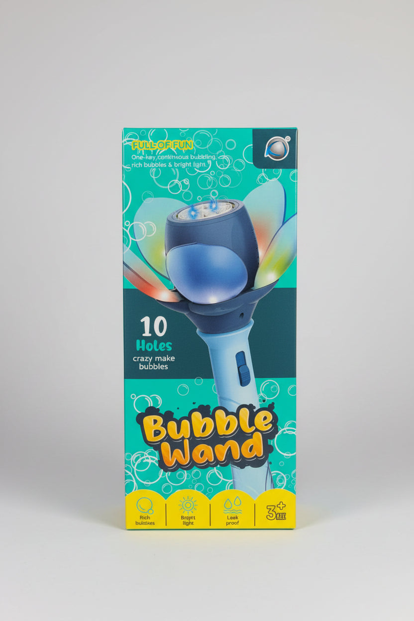 LED Rose Bubble Wand | Automatic Bubble Machine Toy | USB Rechargeable | 10 Bubble Holes